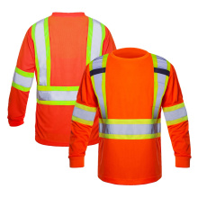 Hohe Sicht orange langen Sicherheits-T-Shirts mit langem Ärmel